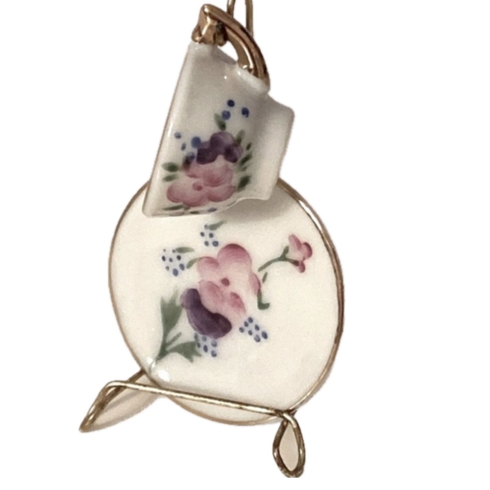 APRIL Vintage Birth month Miniature cup and saucer with stand